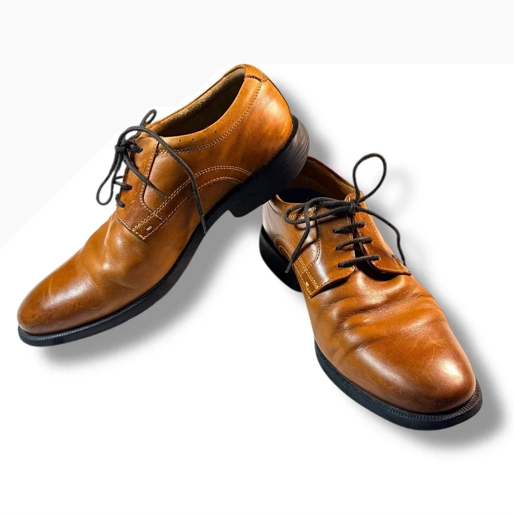 Nunn Bush Mens Tan Leather Lace Up Oxford Dress Shoes Comfort Gel Size 9M‎